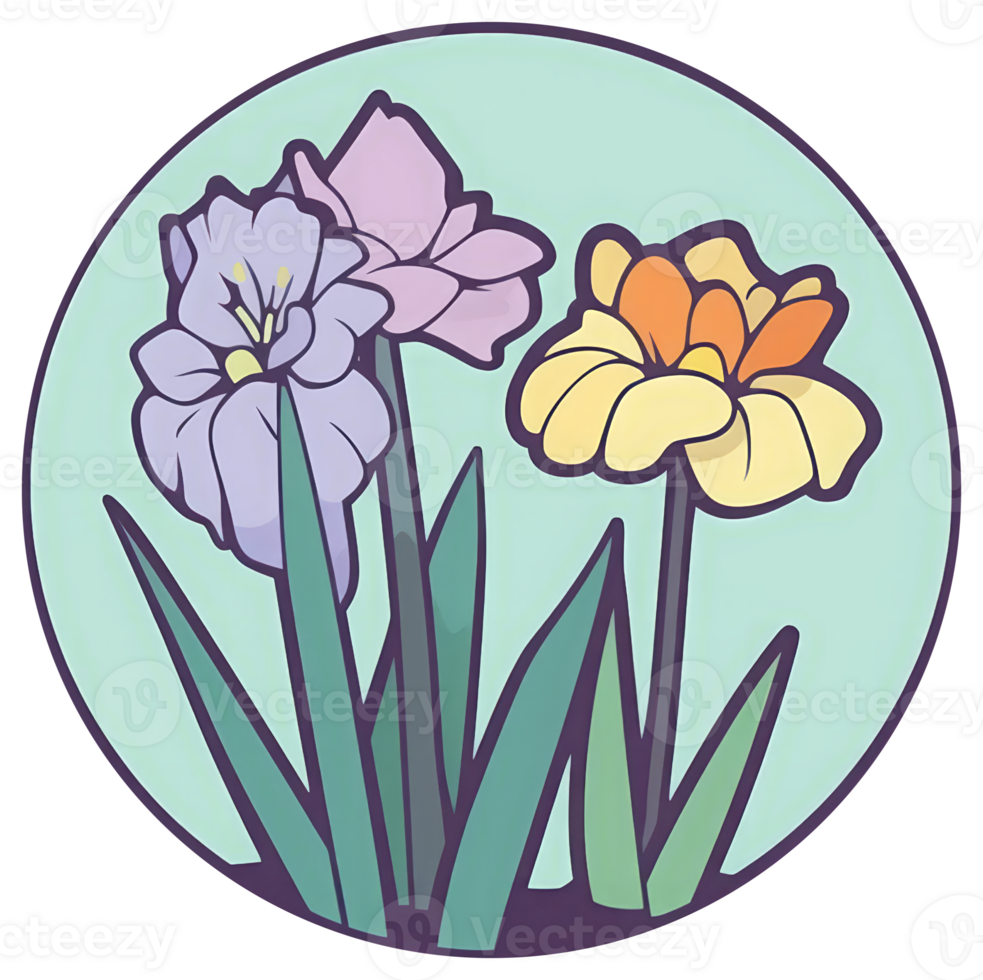Flower sticker transparent illustration. . png
