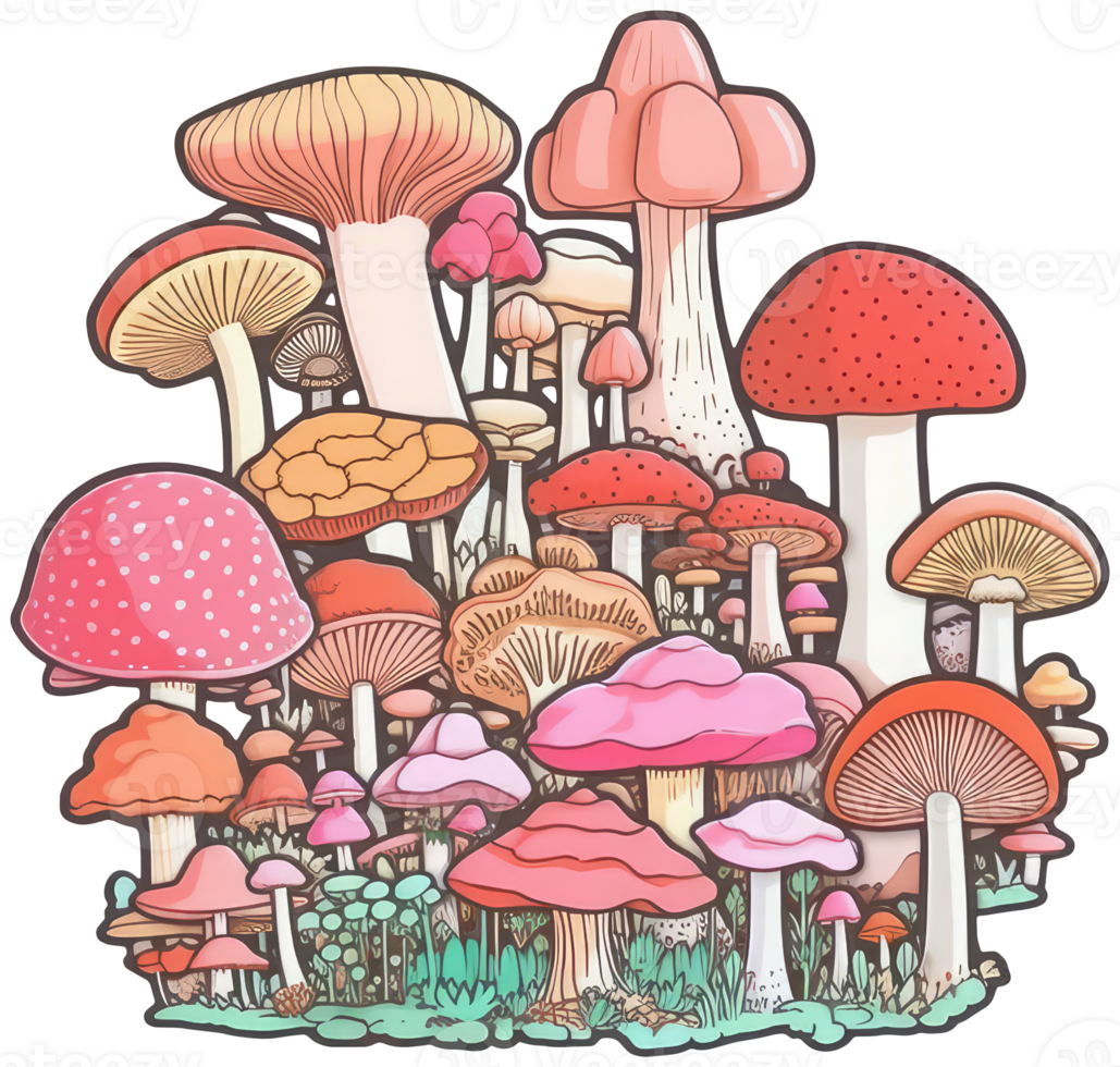 Mushroom sticker transparent illustration. . png