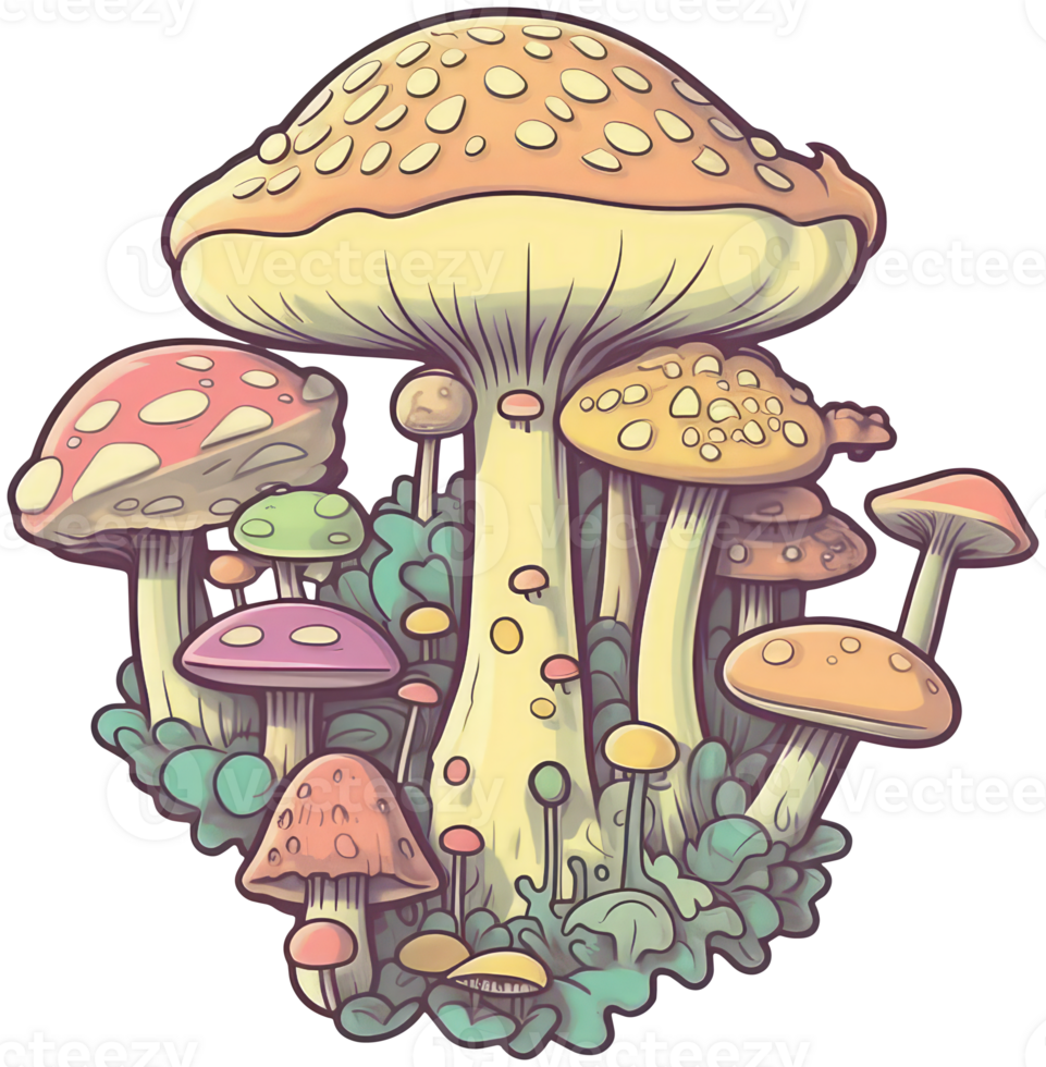 Mushroom sticker transparent illustration. . png