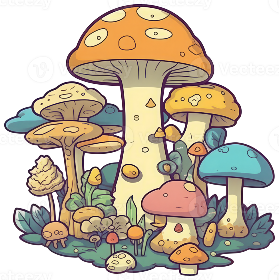 Mushroom sticker transparent illustration. . png