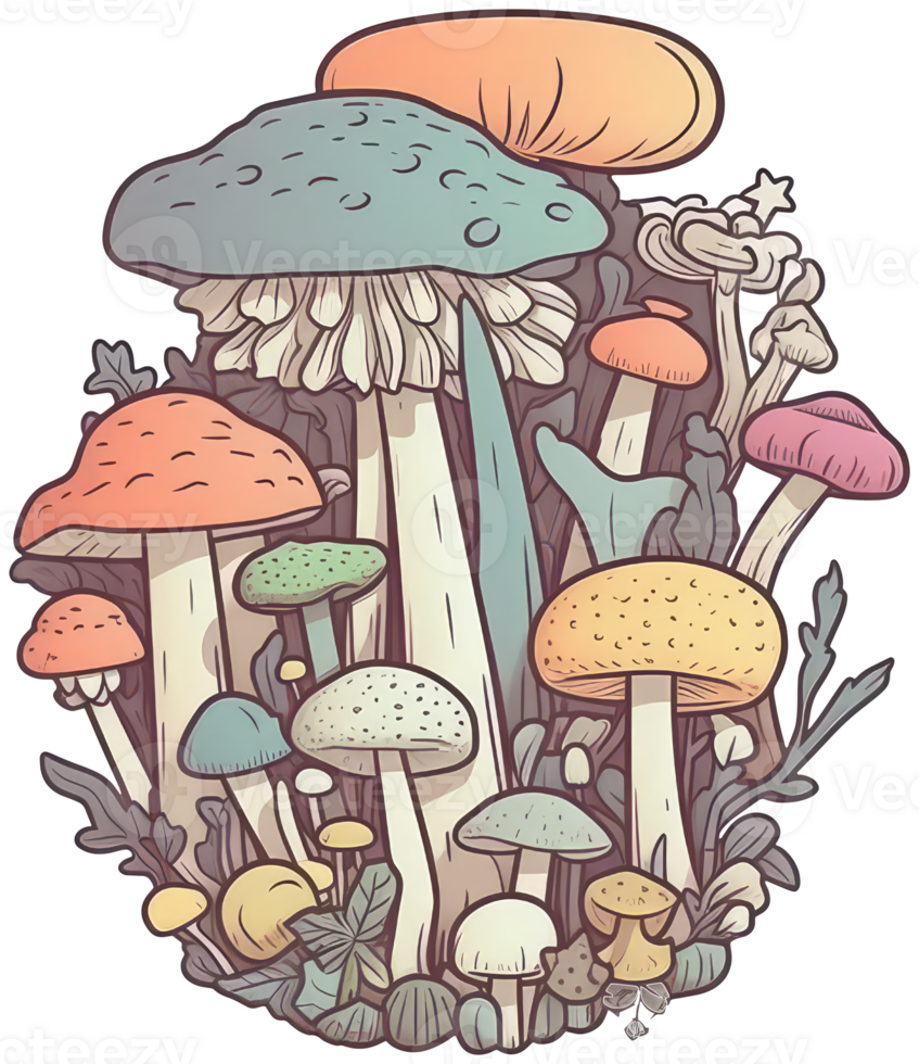 Mushroom sticker transparent illustration. . png