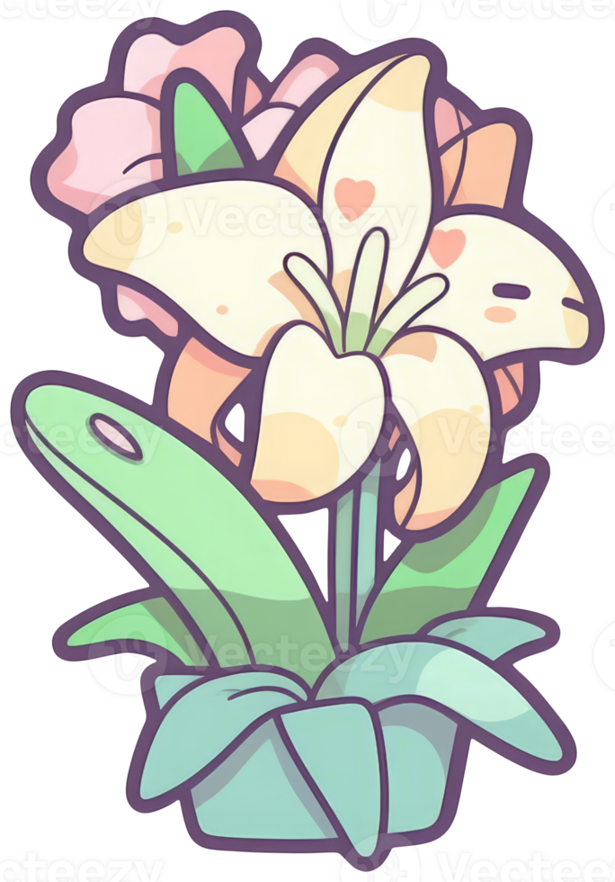 Flower sticker transparent illustration. . png