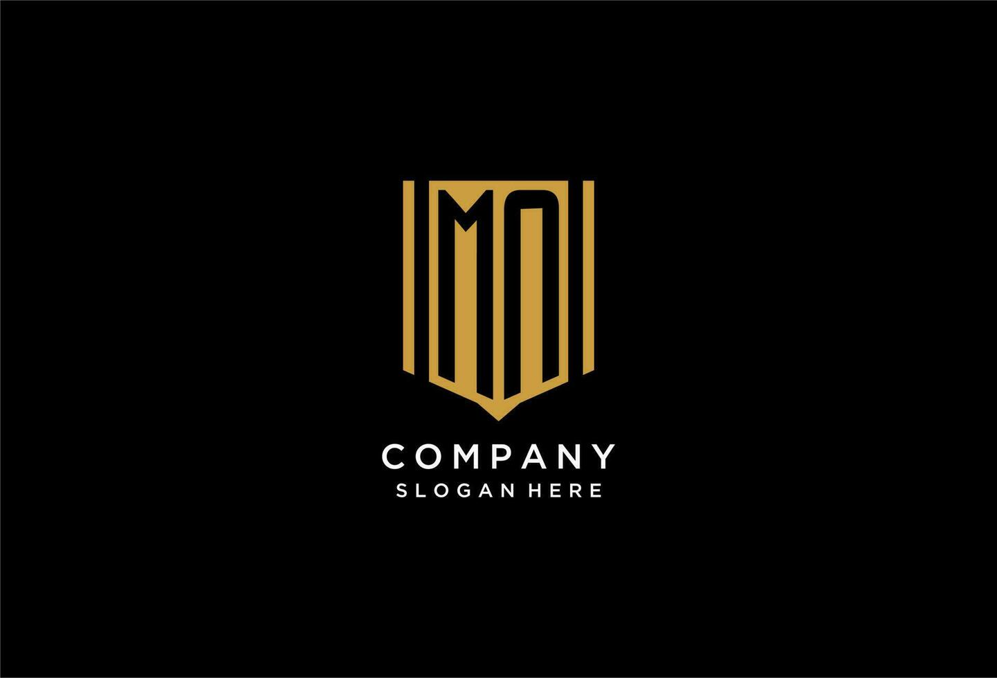 MN monogram logo with geometric shield icon design vector