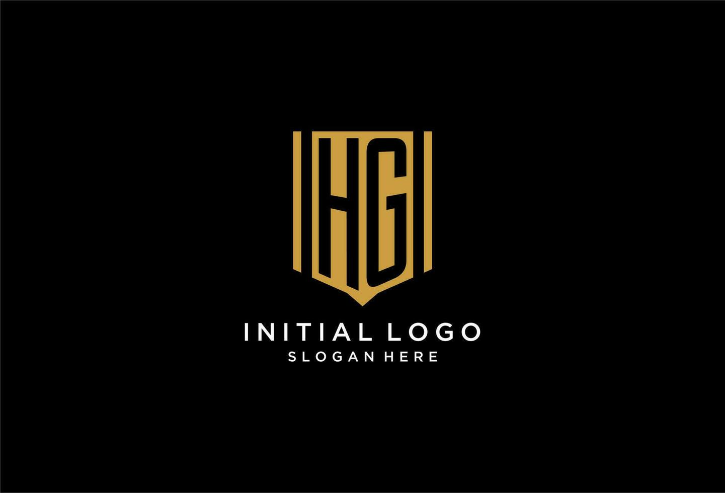 HG monogram logo with geometric shield icon design vector