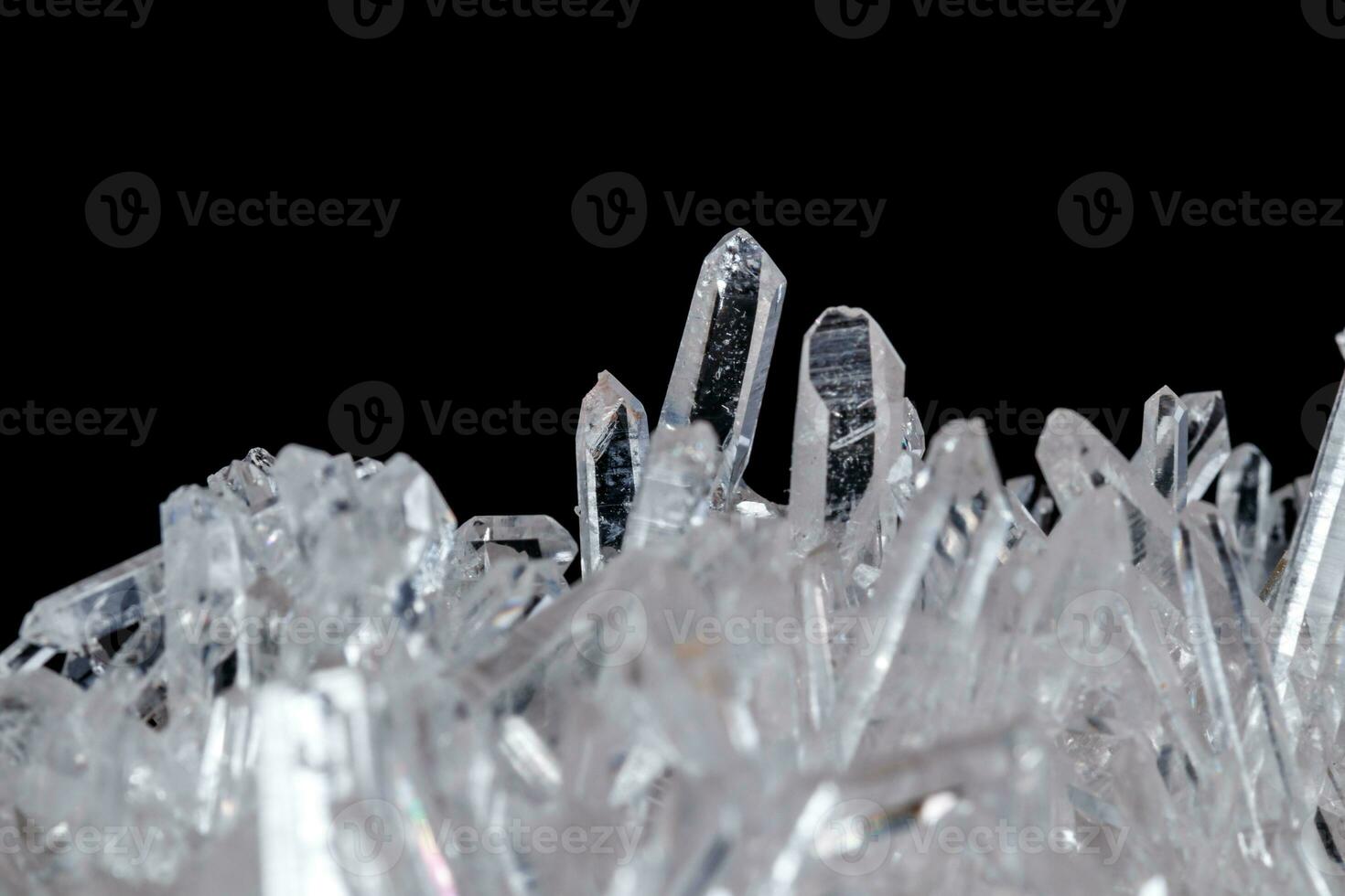 Macro Mineral Stone Rhinestone in Crystals on a Black Background photo