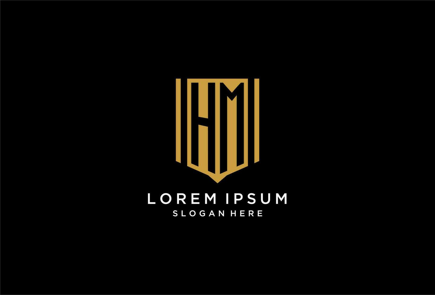 HM monogram logo with geometric shield icon design vector