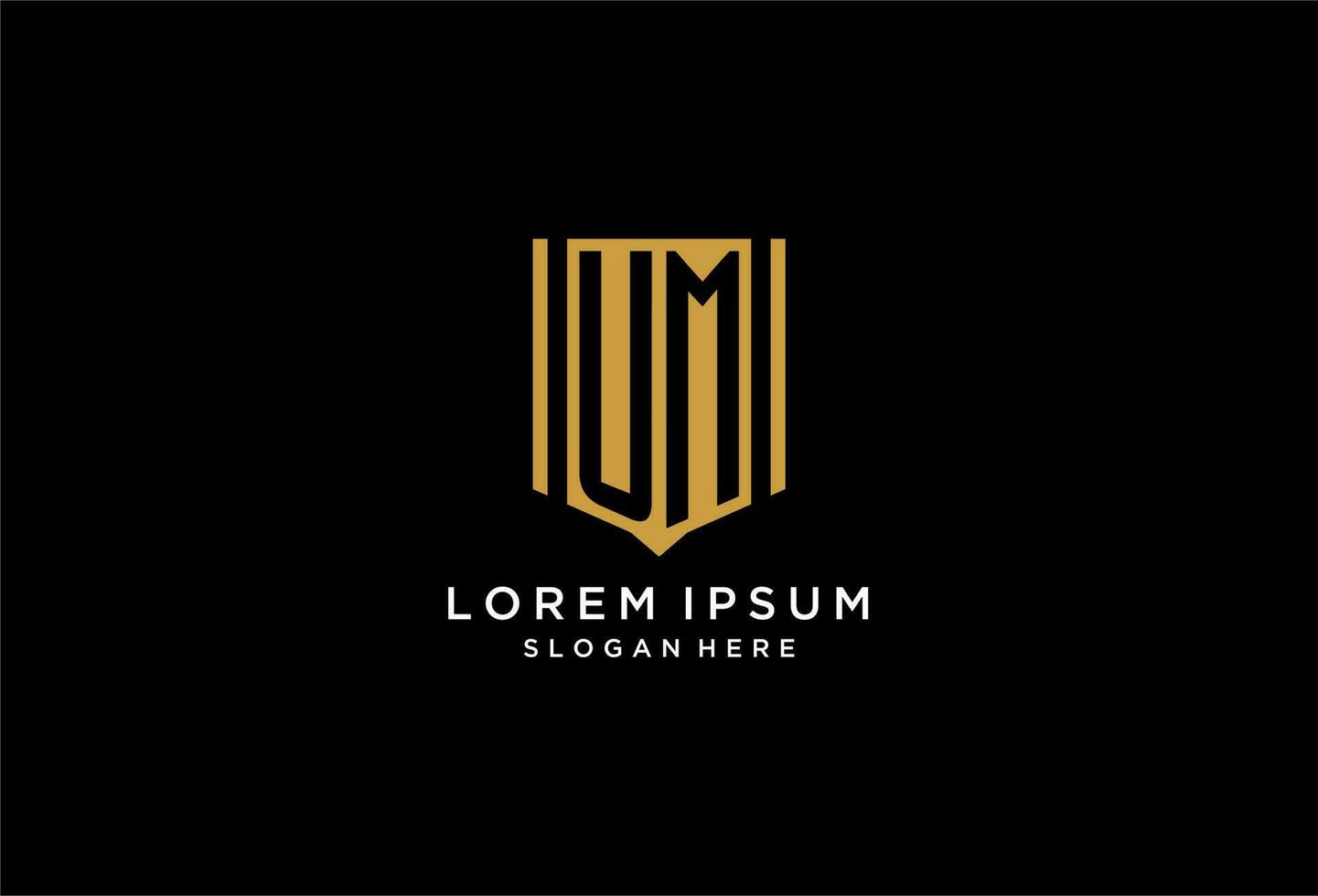 UM monogram logo with geometric shield icon design vector