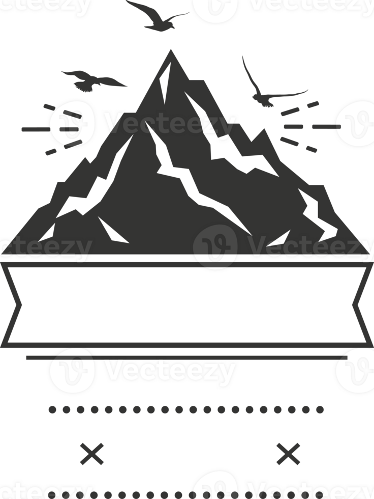 Reise Berg Jahrgang Logo mit Skizzen Abzeichen einfarbig png