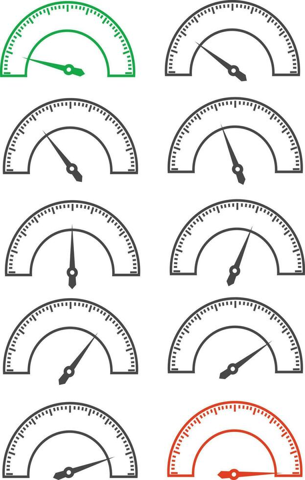 conjunto de velocidad indicadores desde mínimo a máximo vector