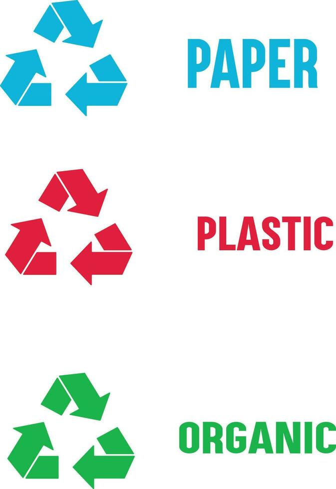 recycle three colors signs vector