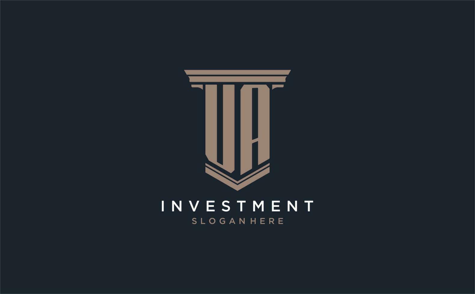 UA initial logo with pillar style, luxury law firm logo design ideas vector