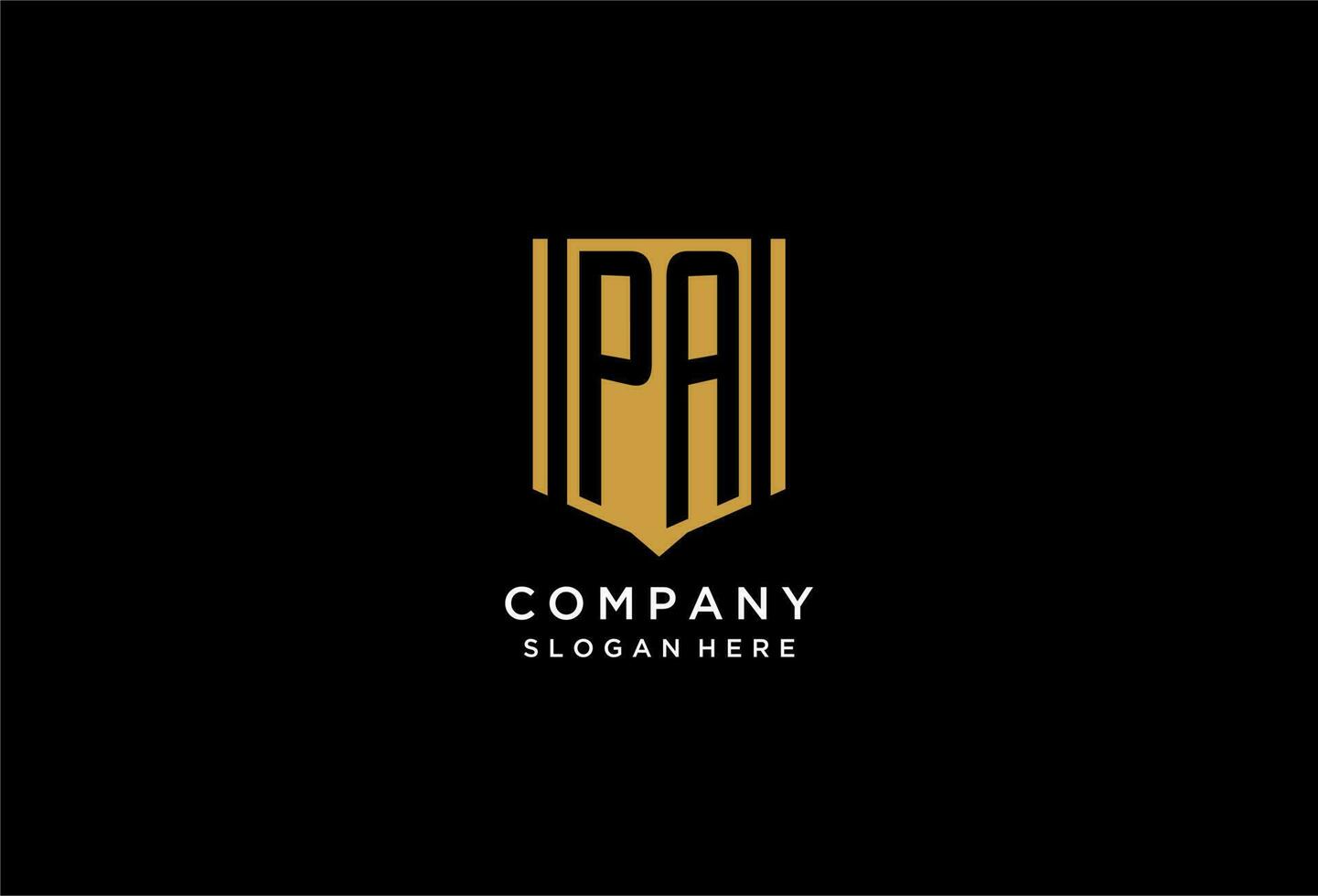 PA monogram logo with geometric shield icon design vector