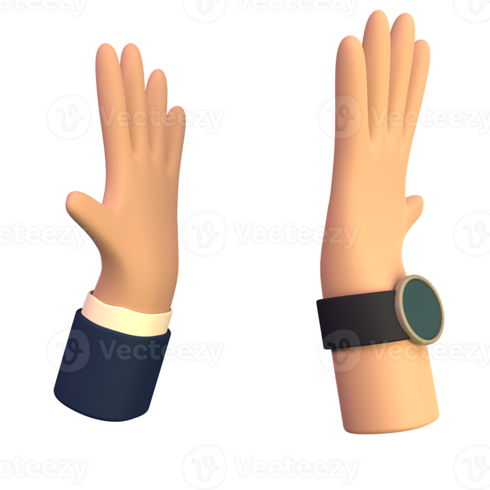 Creative Collection of 3D High Five Hands Icons for Your Designs png