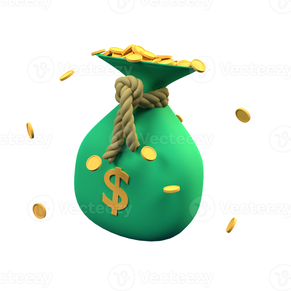 Creative Collection of 3D Money Bag Icons for Your Designs png