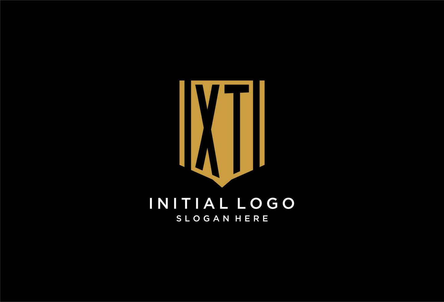 XT monogram logo with geometric shield icon design vector