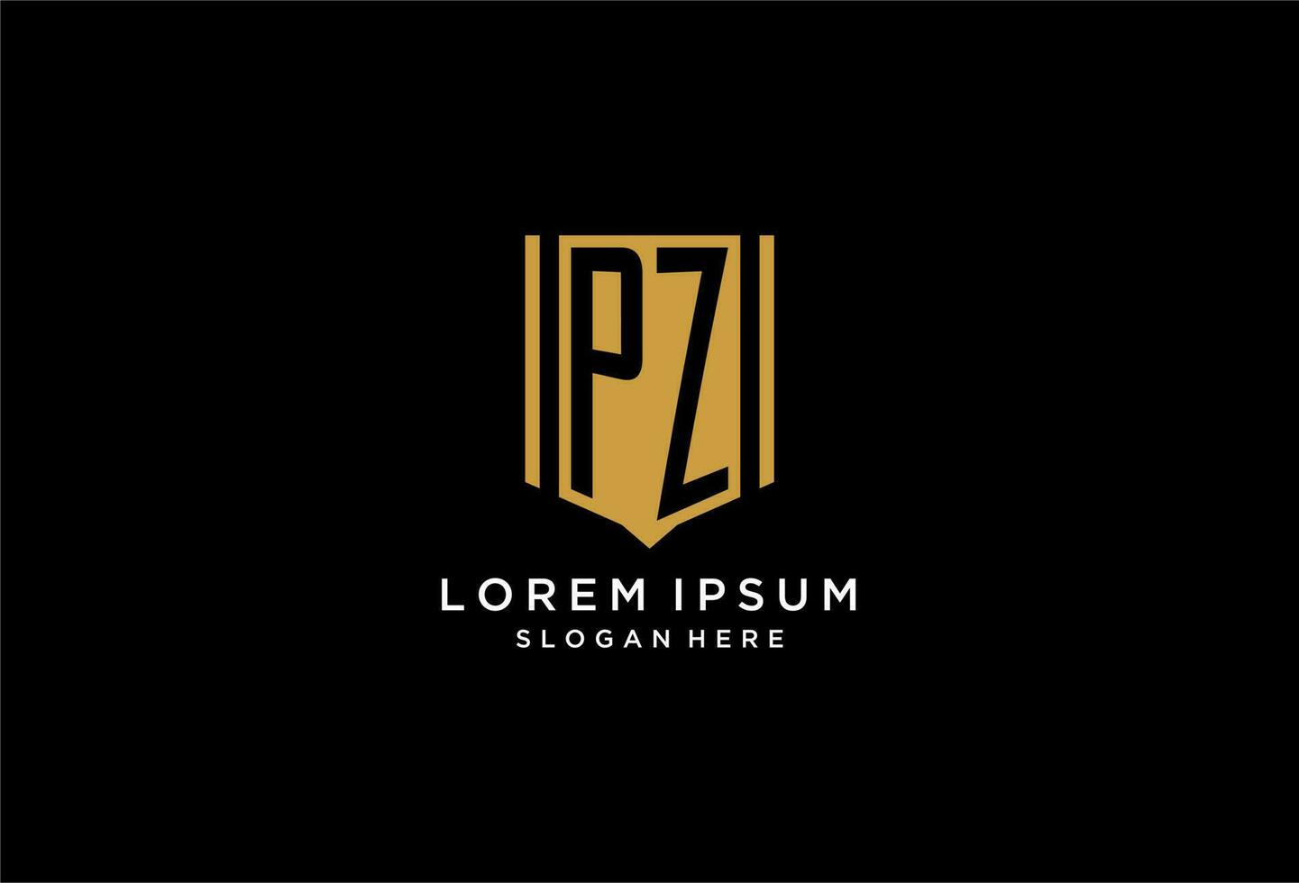 PZ monogram logo with geometric shield icon design vector