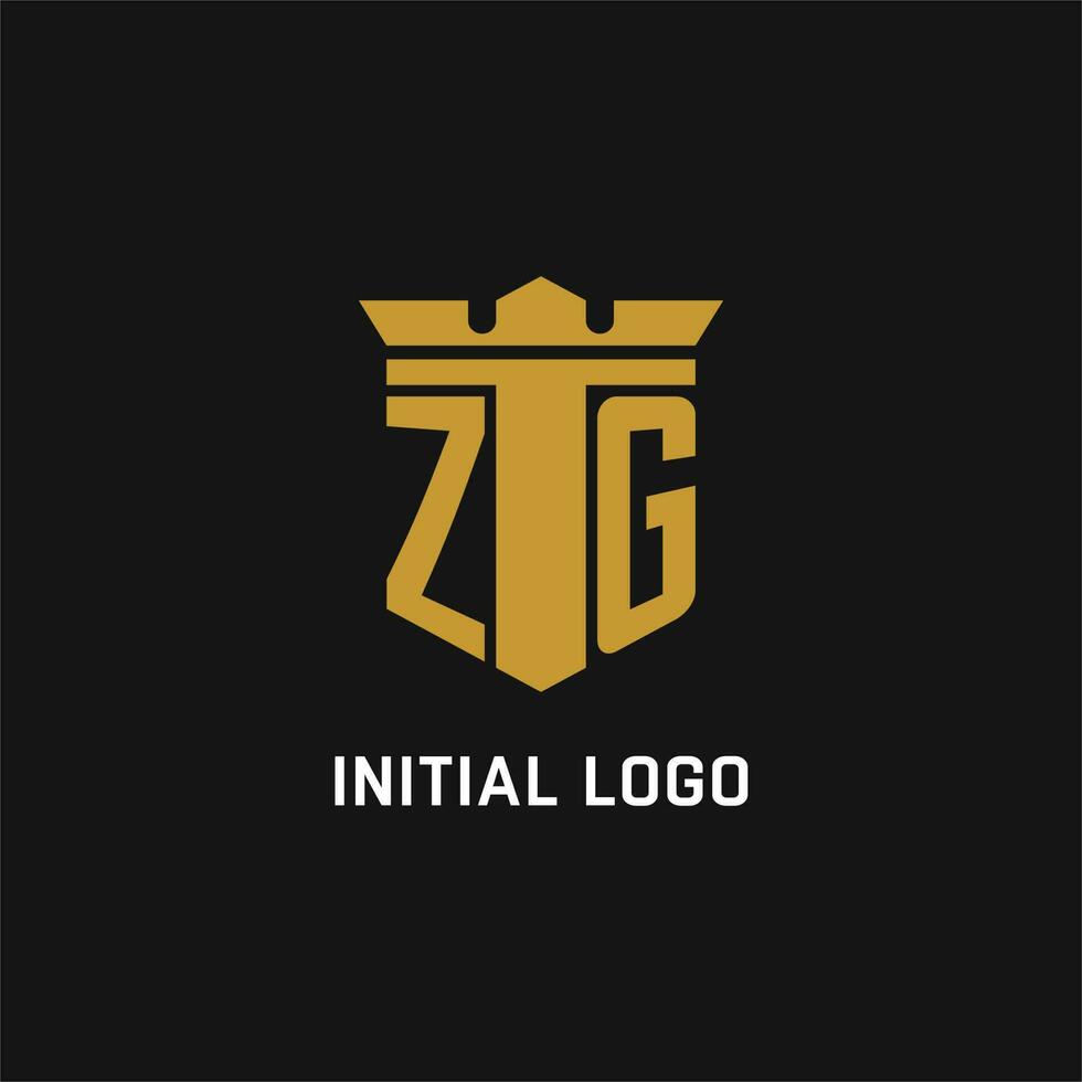zg inicial logo con proteger y corona estilo vector