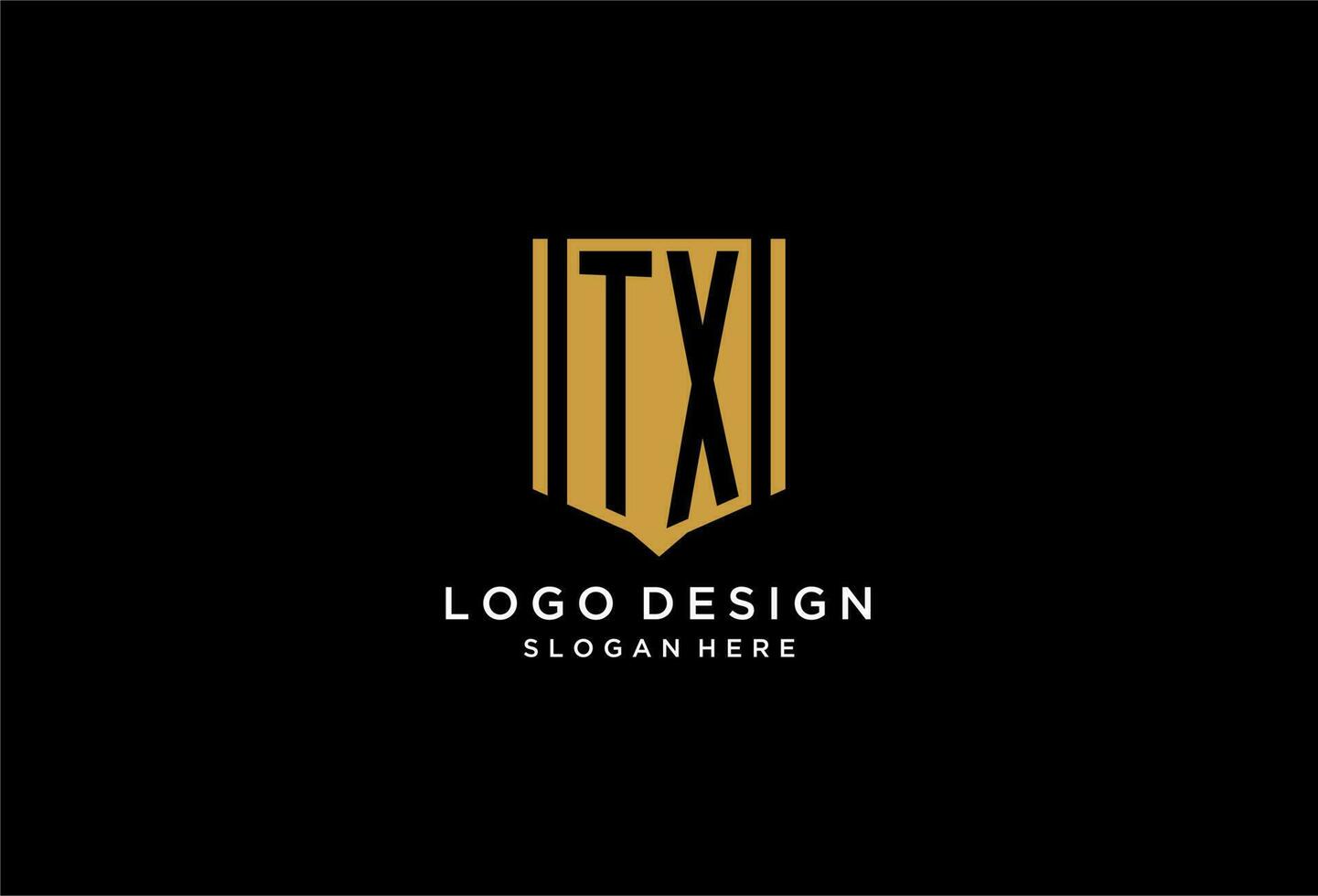 TX monogram logo with geometric shield icon design vector