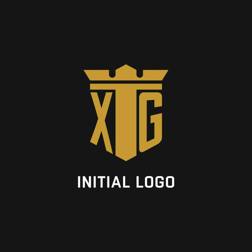 xg inicial logo con proteger y corona estilo vector