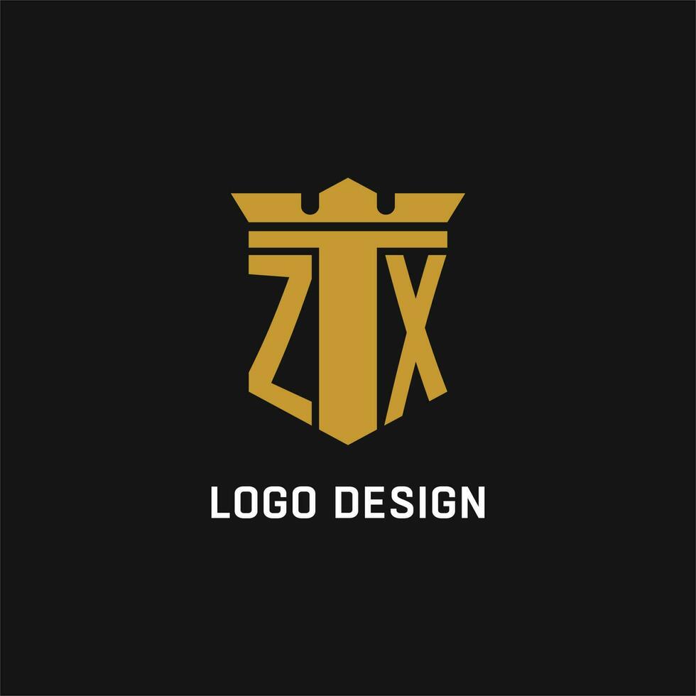 ロゴ ZX initial logo with shield and crown style 24304496 Vector