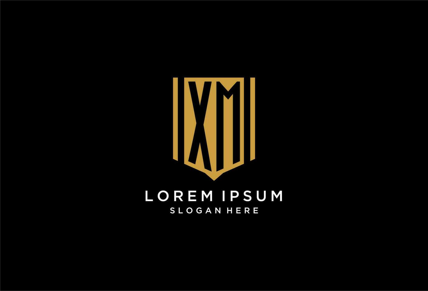 XM monogram logo with geometric shield icon design vector