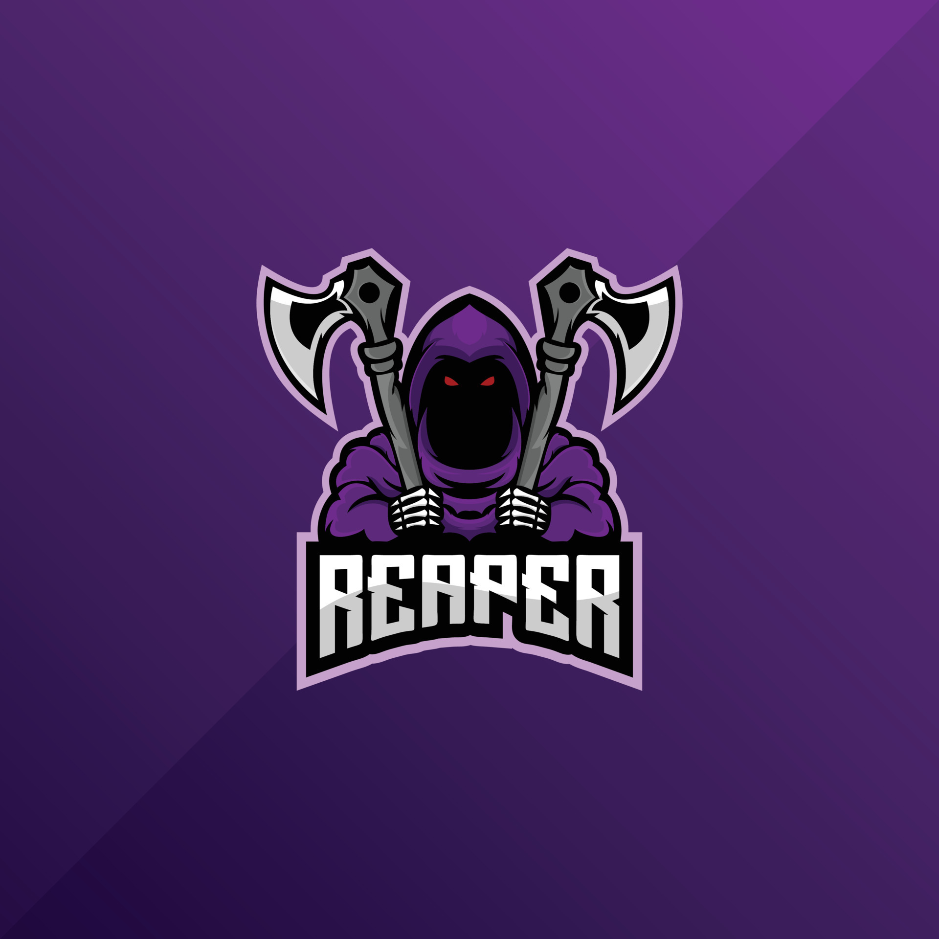 Logotipo do grim reaper gaming mascot para esports streamer e comunidade