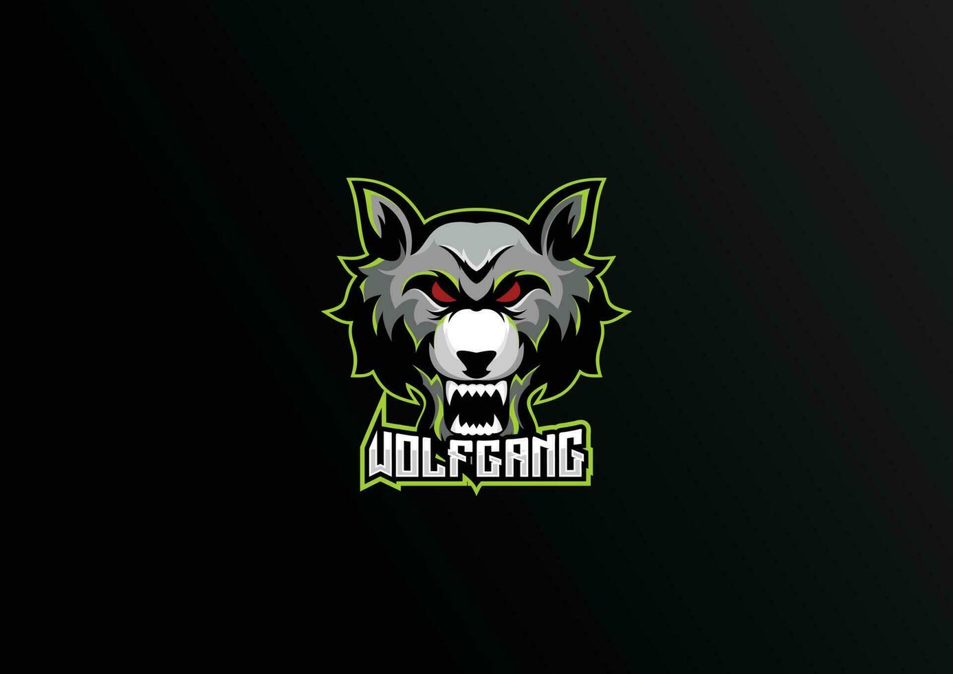 wolf head logo design gaming esport team design mascot vector