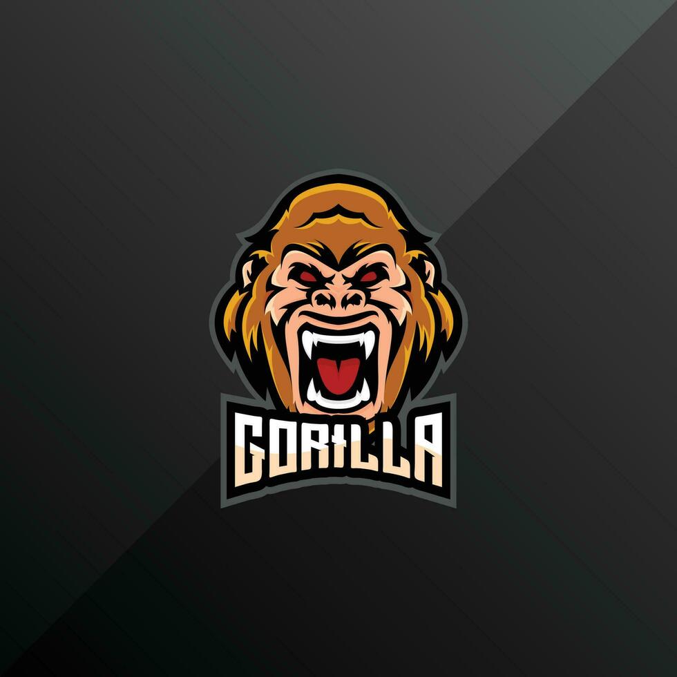 gorilla head logo esport team design gaming mascot vector