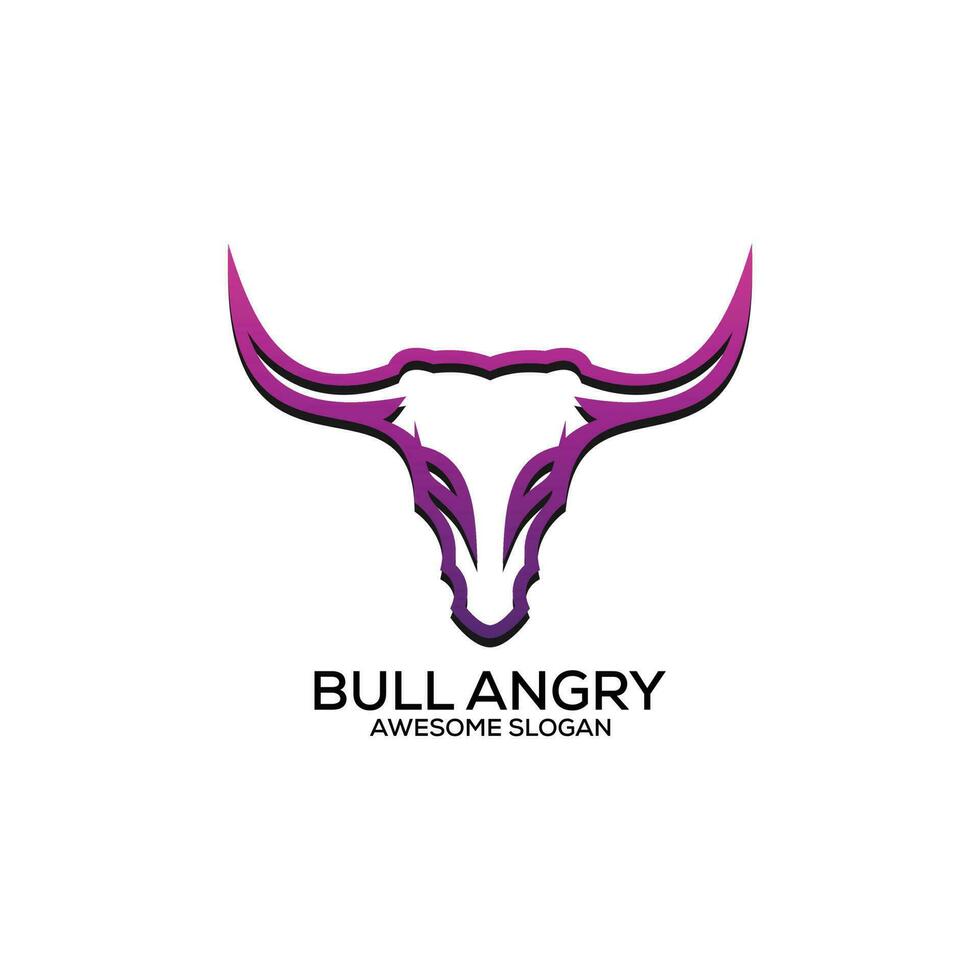 bull angry logo design gradient line art vector