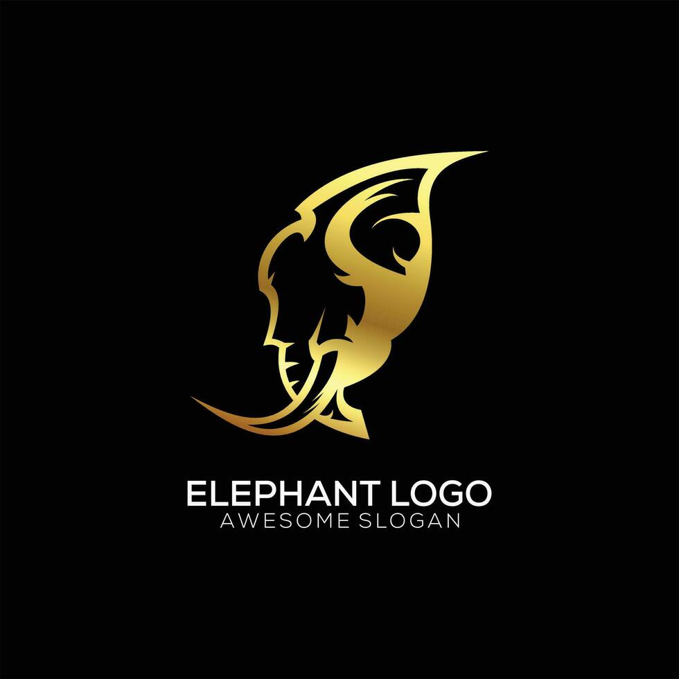 luxury elephant logo design premium color vector