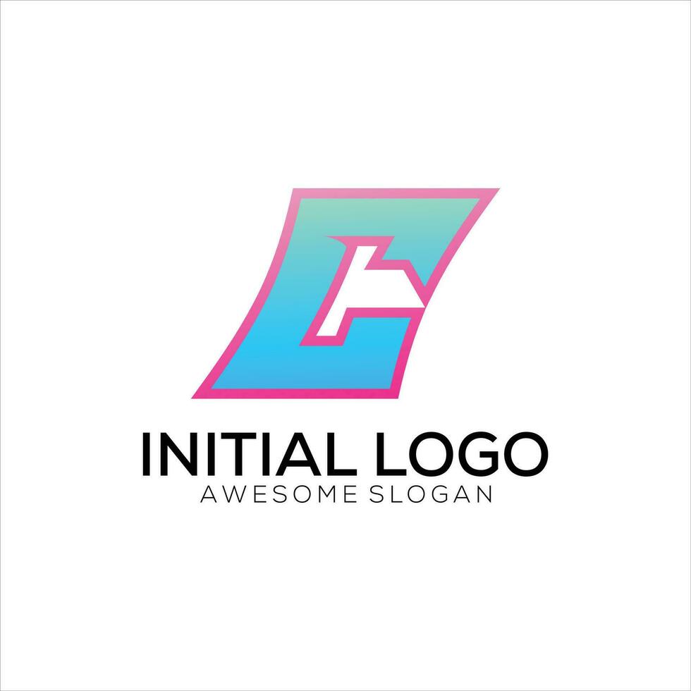 c initial logo gradient colorful design vector