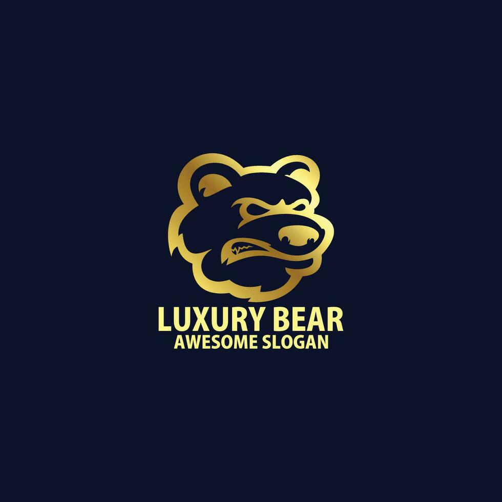 bear angry with luxury logo design line art vector