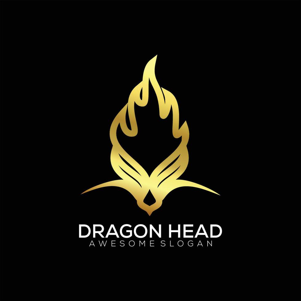 dragon head logo design line art luxury color vector