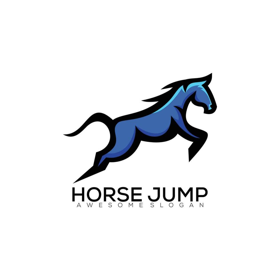 horse jump logo design mascot colorful vector