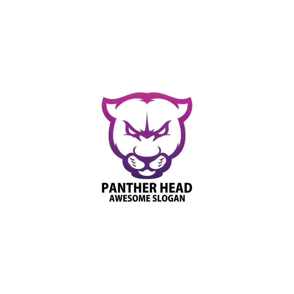 panther head logo design gradient line art vector