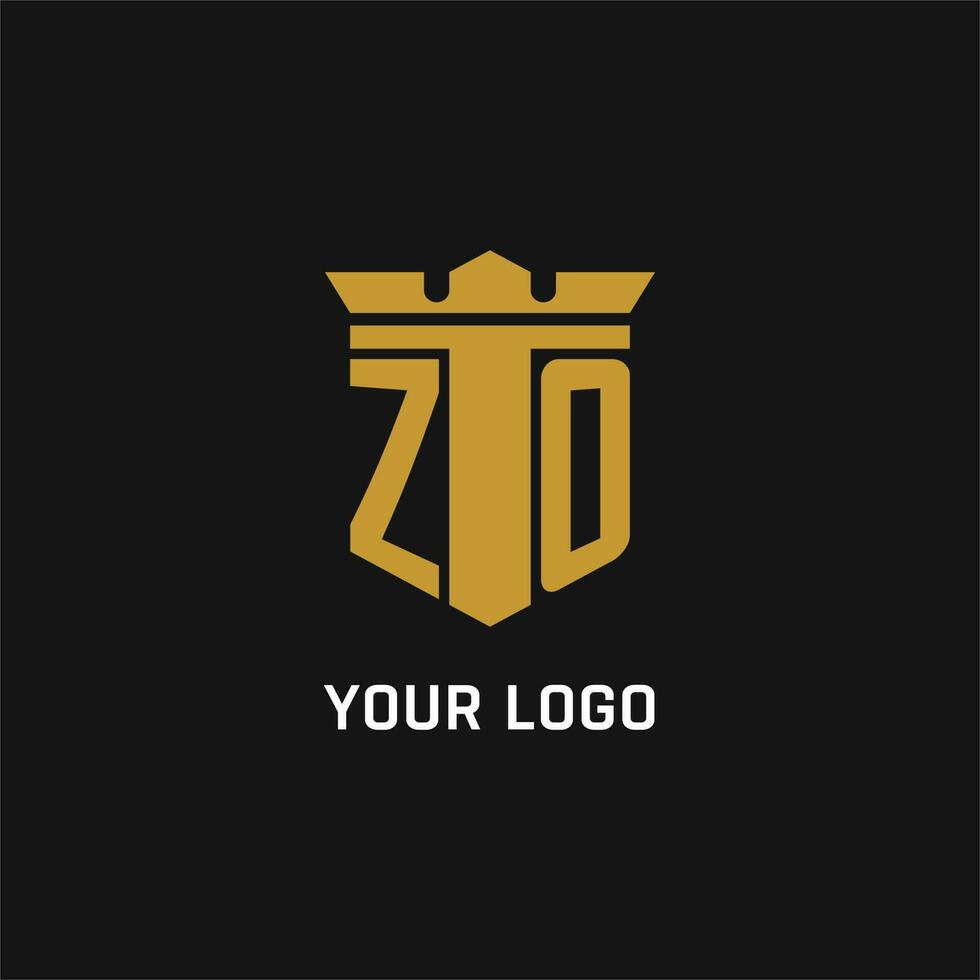 ZO initial logo with shield and crown style vector