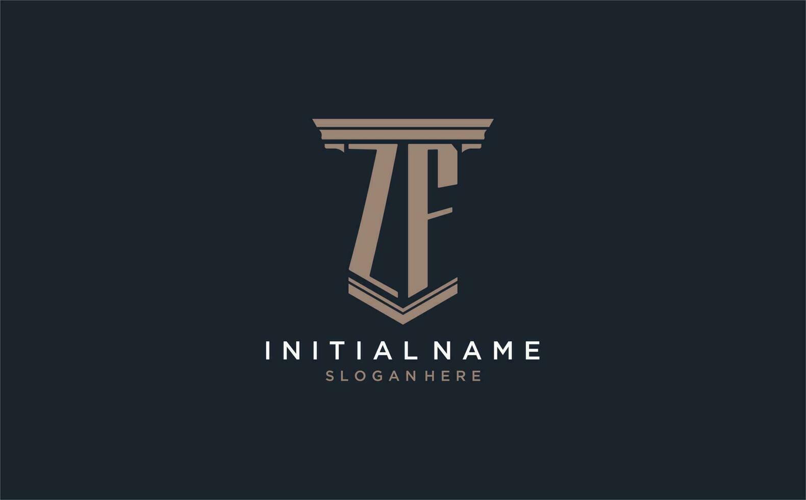 ZF initial logo with pillar style, luxury law firm logo design ideas vector