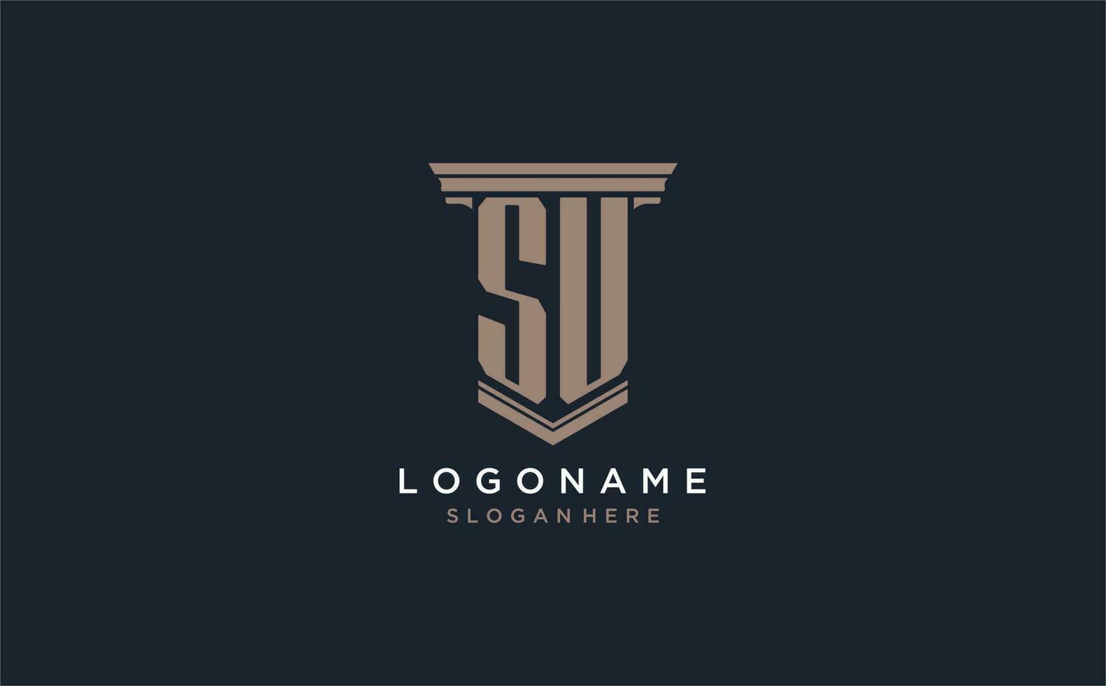 SU initial logo with pillar style, luxury law firm logo design ideas vector
