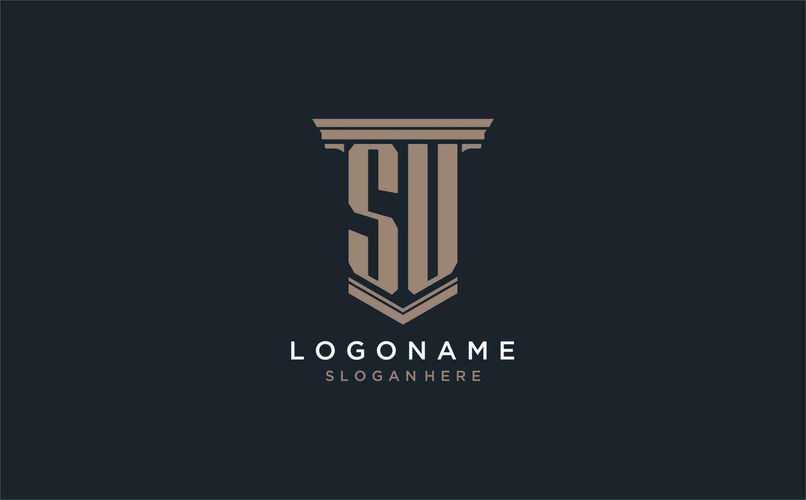 SU initial logo with pillar style, luxury law firm logo design ideas vector