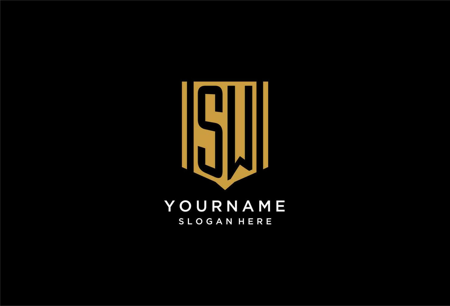 SW monogram logo with geometric shield icon design vector