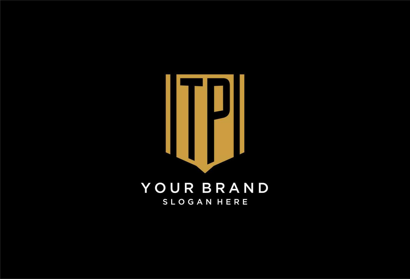 TP monogram logo with geometric shield icon design vector