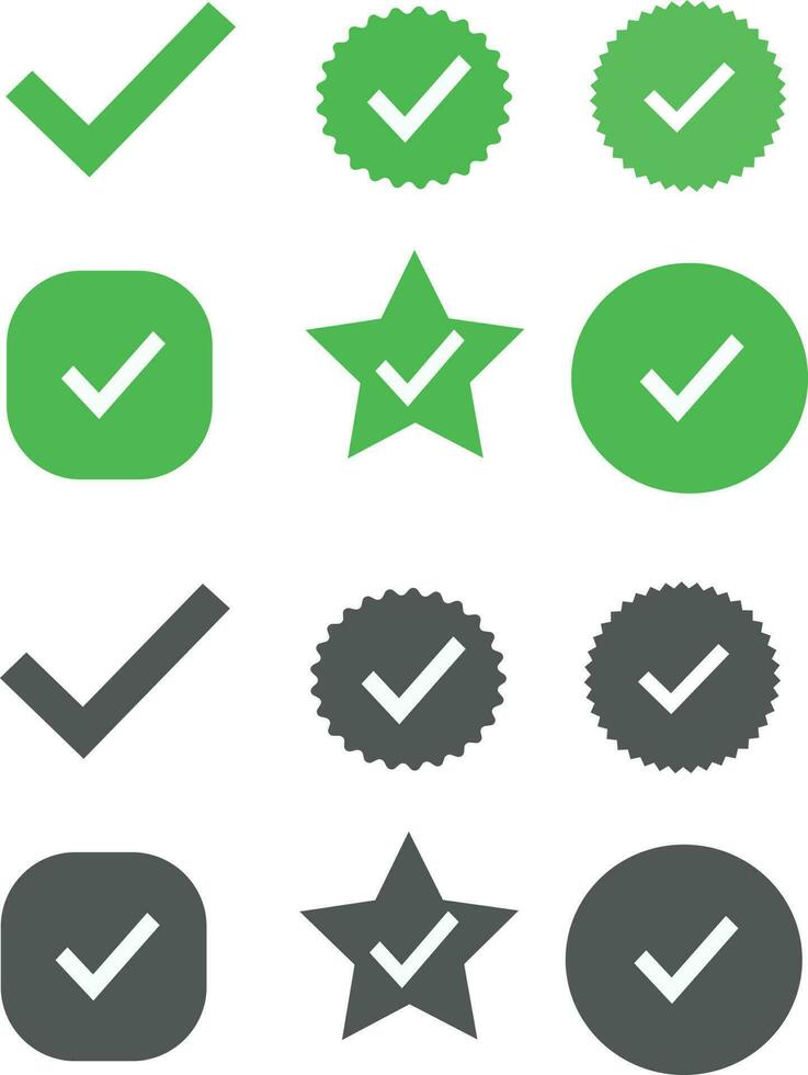 set of check green marks with two different colors suitable for many uses specially ui and ux designs vector