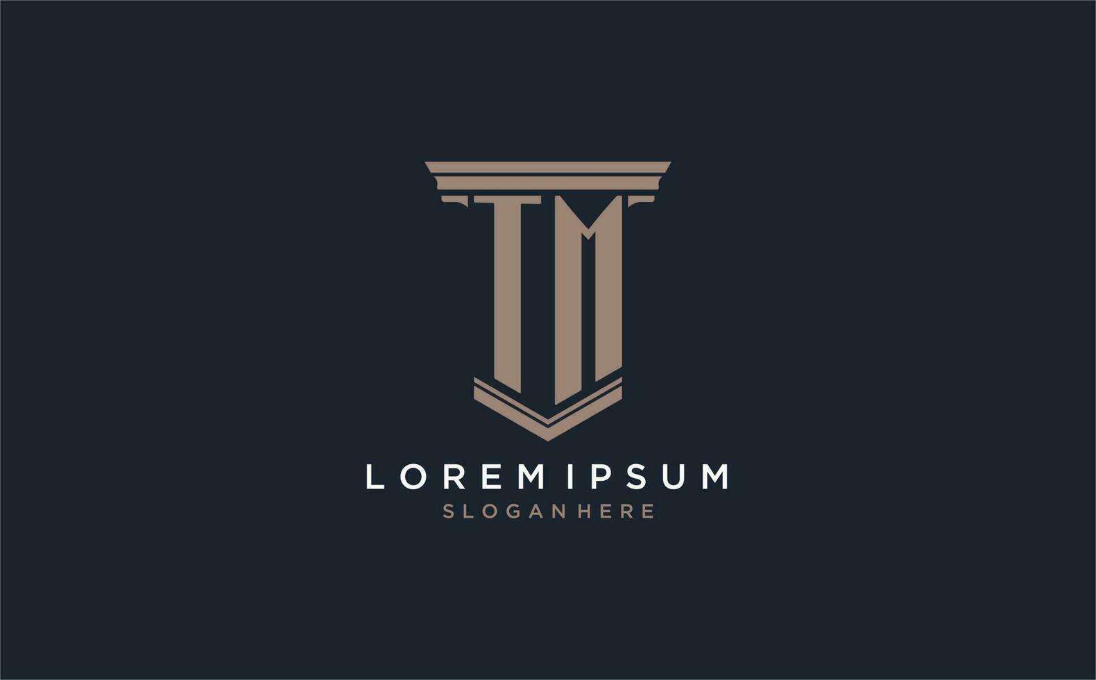 TM initial logo with pillar style, luxury law firm logo design ideas vector