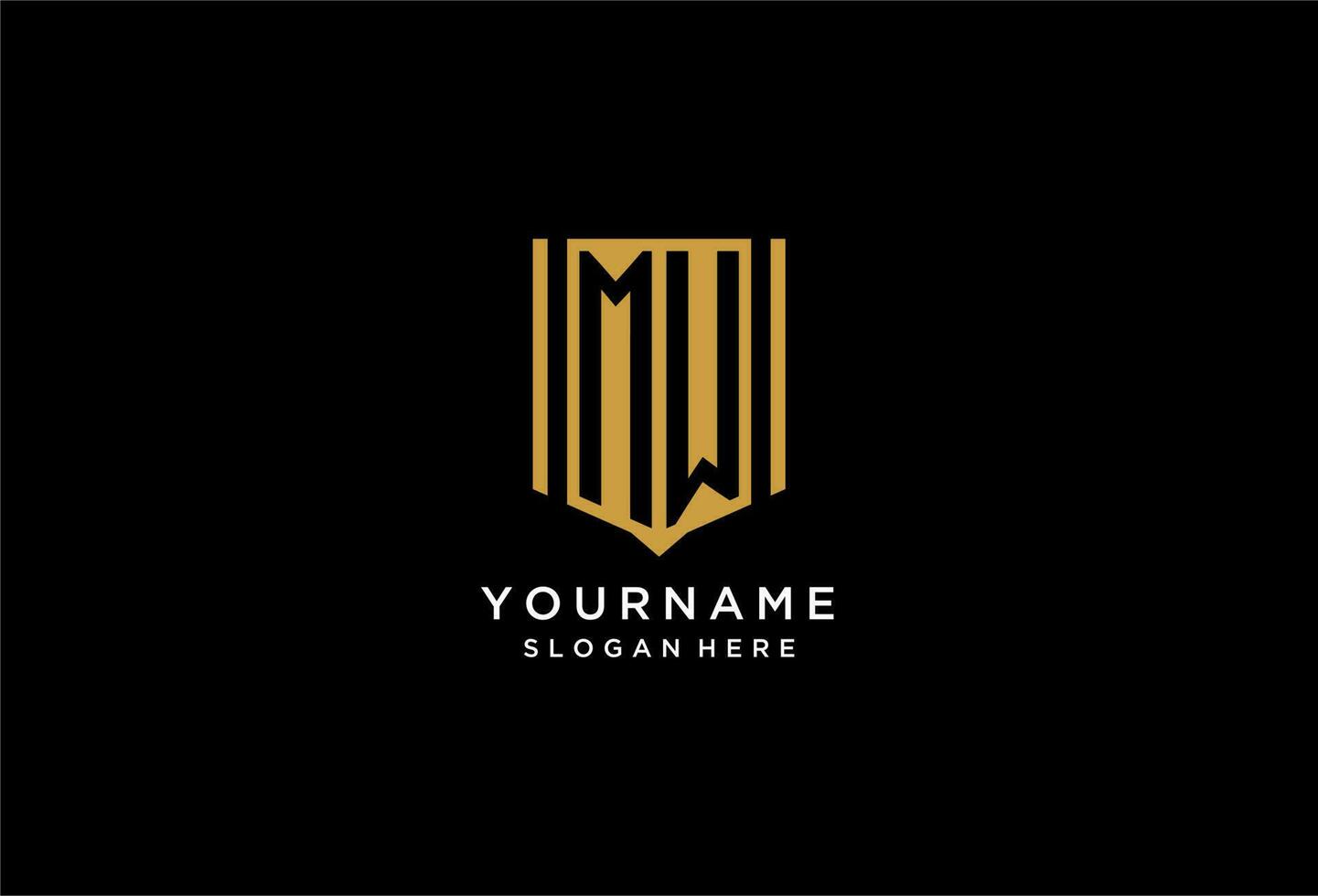 MW monogram logo with geometric shield icon design vector