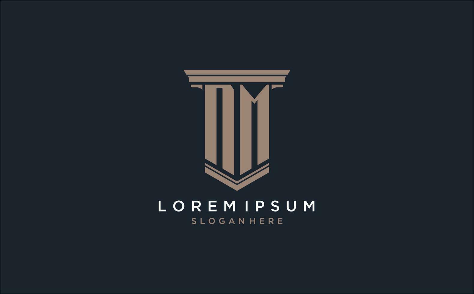 NM initial logo with pillar style, luxury law firm logo design ideas vector