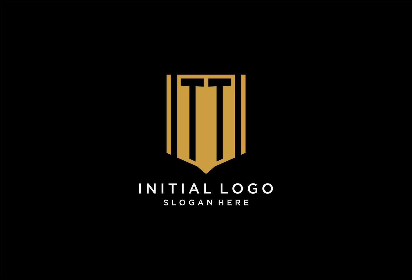 TT monogram logo with geometric shield icon design vector