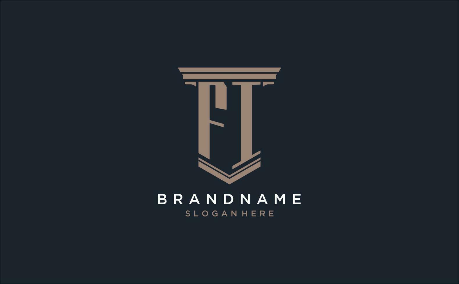 FI initial logo with pillar style, luxury law firm logo design ideas vector