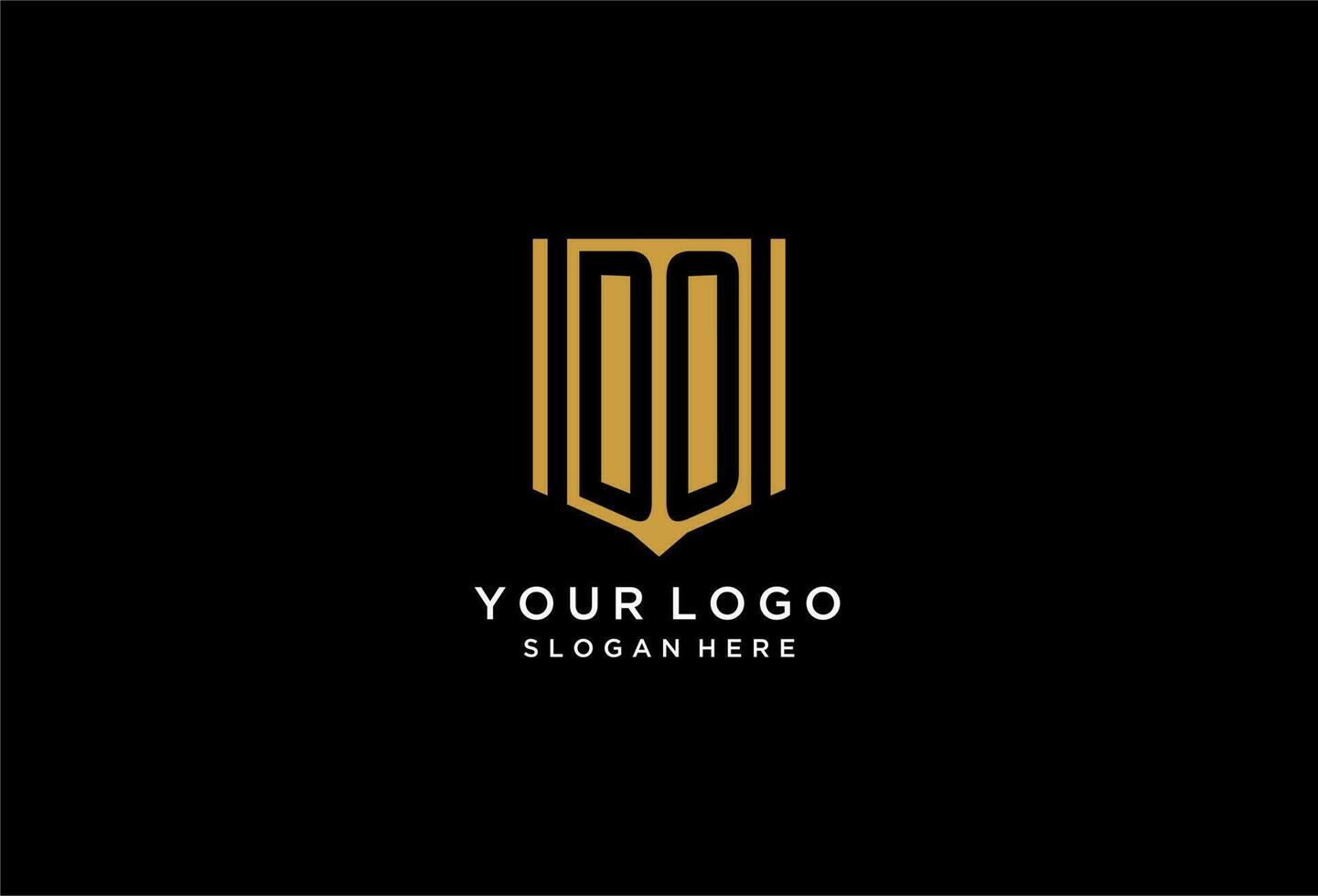 DO monogram logo with geometric shield icon design vector