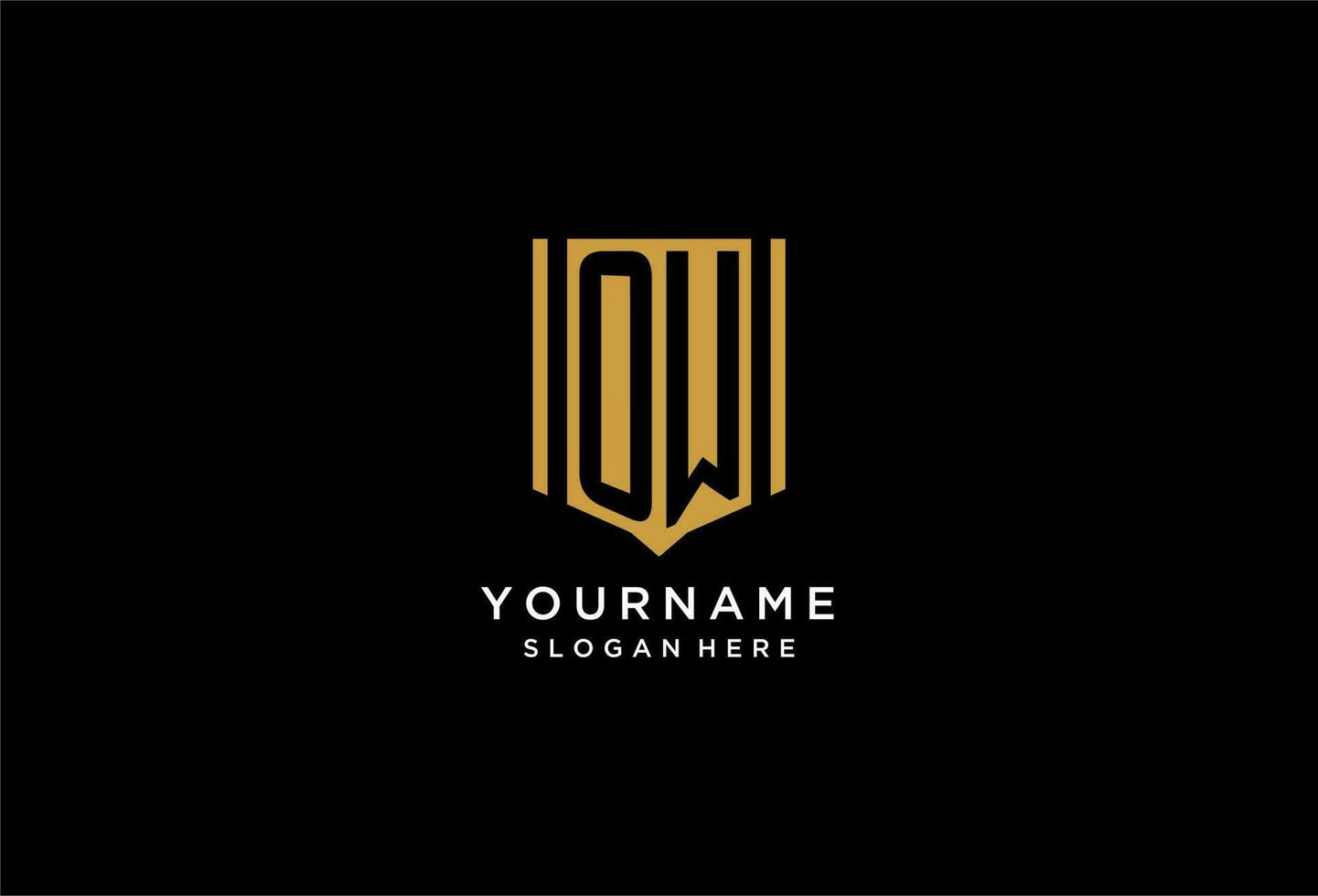 OW monogram logo with geometric shield icon design vector