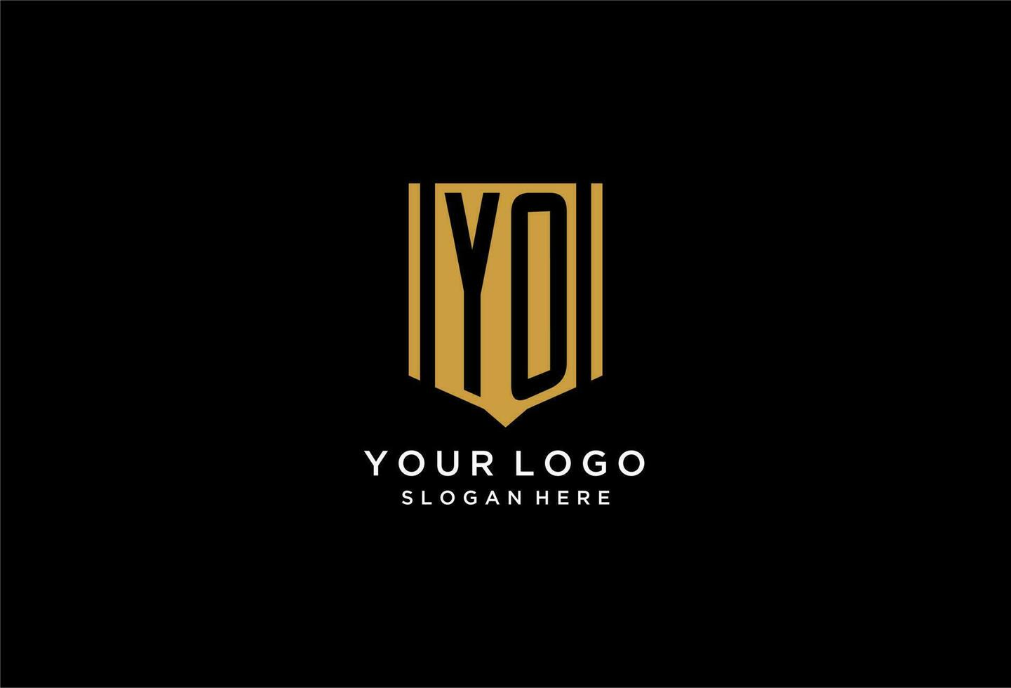 YO monogram logo with geometric shield icon design vector